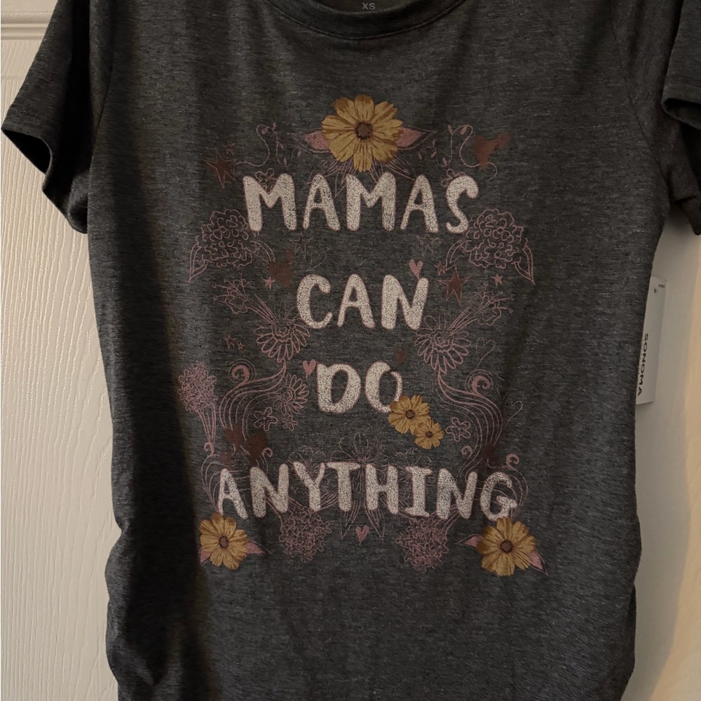 Sonoma Gray Tee with Floral and Text Design